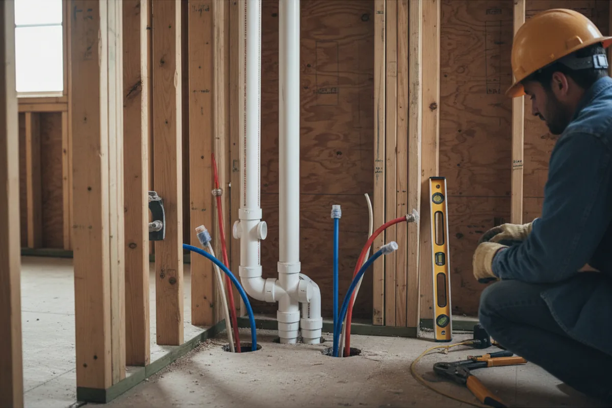 Drain and supply rough-in during Drain Cleaning in Pilot