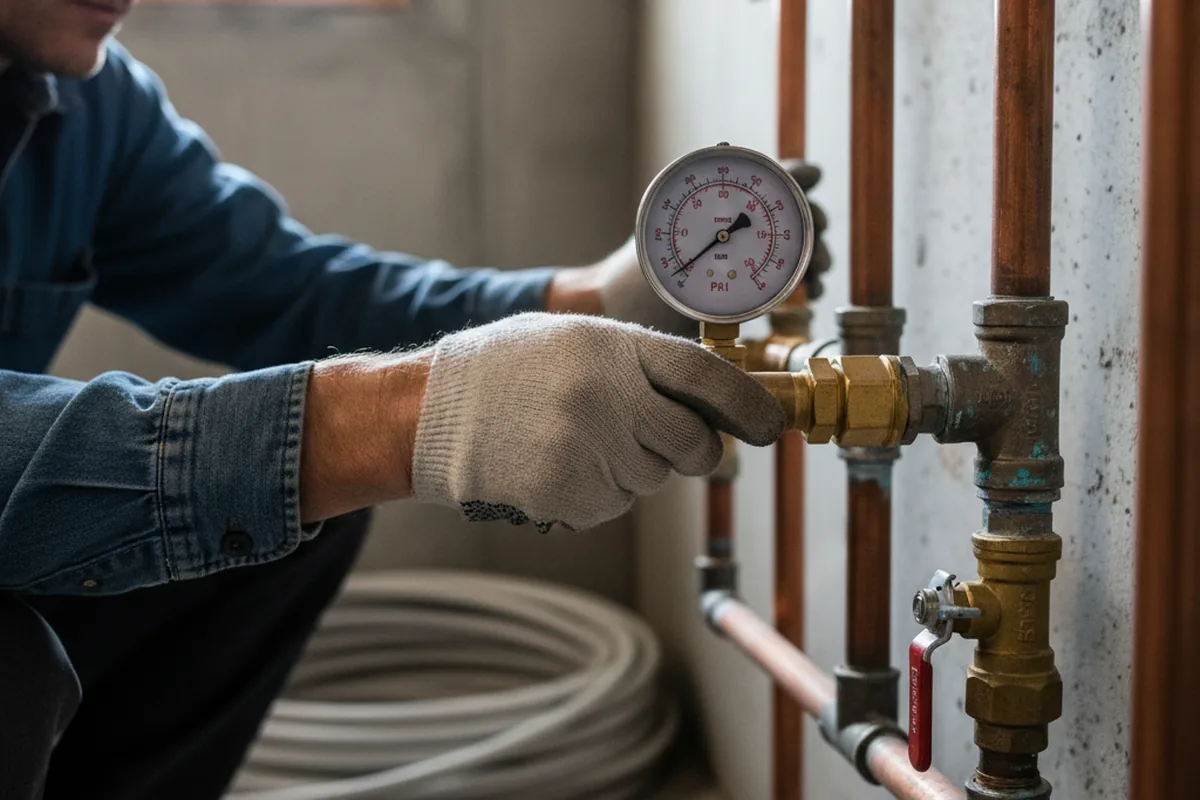 Pressure testing a repaired line during Water Line Repair in Pilot